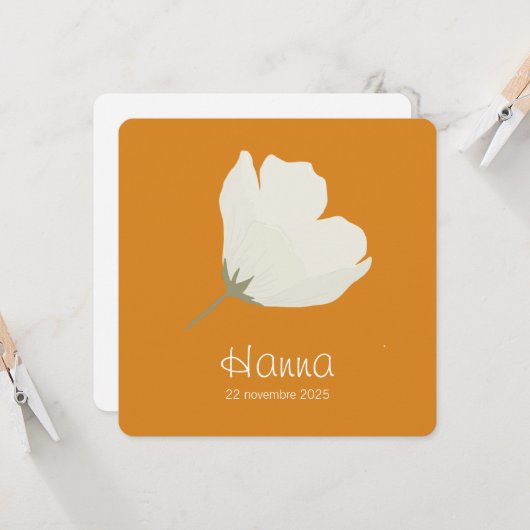 Faire-Part de naissancce Hanna カード (正面/裏面インサイチュ)