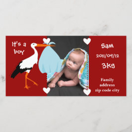 Faire-part de naissance Cigogne It's a boy 案内状