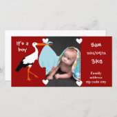 Faire-part de naissance Cigogne It's a boy 案内状 (正面/裏面)