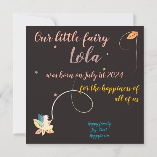 Faire-part de naissance fée de l'automne (裏面)