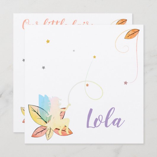 Faire-part de naissance fée de l'automne 招待状 (正面/裏面)