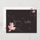 Faire-part de naissance fée rose étoiles arabesque ポストカード (正面/裏面)