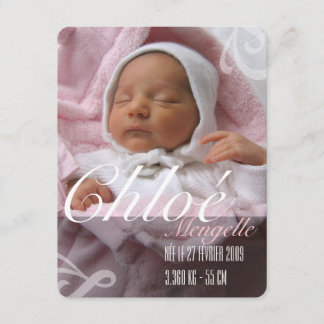 Faire-part de naissance - Fille 案内状