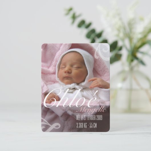 Faire-part de naissance - Fille 案内状 (スタンド正面)