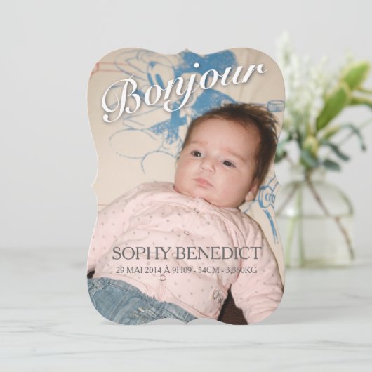 Faire-part de naissance - Fille 案内状 (スタンド正面)