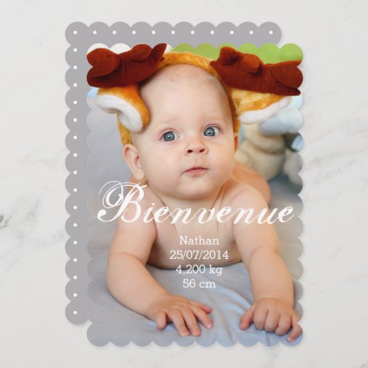 Faire-part de naissance Garçon 案内状 (正面/裏面)