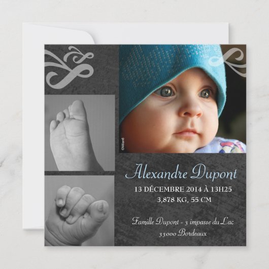 Faire-part de naissance Garçon 案内状 (正面)