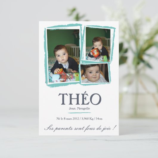 Faire-part de naissance Garçon - Fusain 案内状 (スタンド正面)