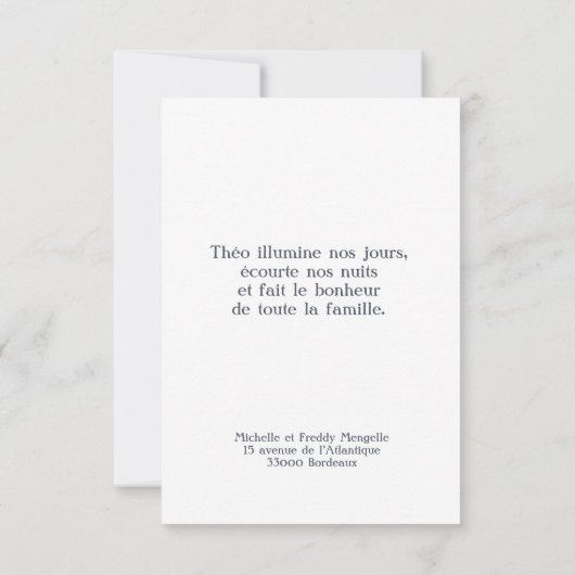 Faire-part de naissance Garçon - Fusain 案内状 (裏面)