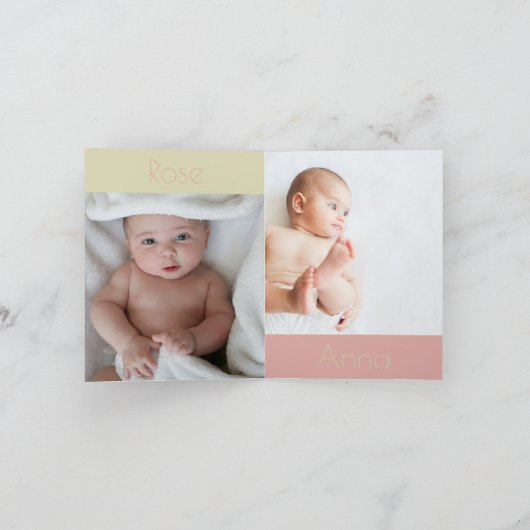 Faire-Part de Naissance jumeaux - format plié カード (内部)