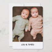 Faire-Part de naissance jumeaux Kraft シーズンカード (正面)