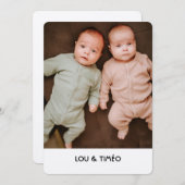 Faire-Part de naissance jumeaux Kraft  シーズンカード (正面/裏面)