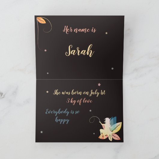 Faire-part de naissance petite fée 招待状 (内部)