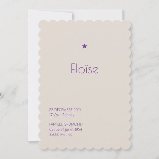 Faire-Part de naissance Poudré - Héloise 招待状 (正面)