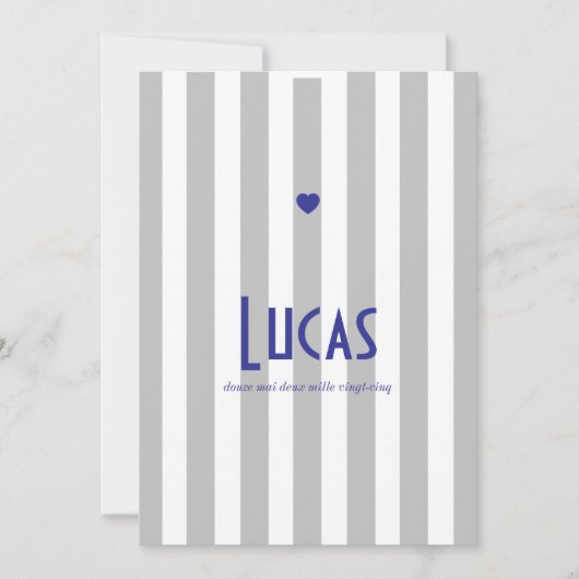 Faire part de naissance Riviera Gris Bleu セーブザデート (正面)