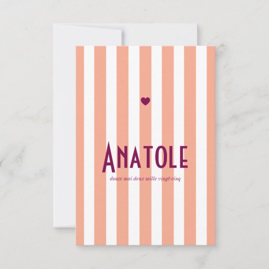 Faire part de naissance Riviera Pêche et prune セーブザデート (正面)