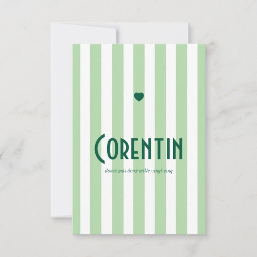 Faire part de naissance Riviera Vert  セーブザデート (正面)