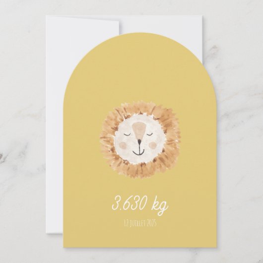 Faire part de naissance simple Petit Lion 招待状 (正面)