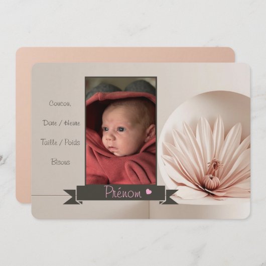 Faire-part Fille 招待状 (正面/裏面)