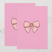 faire part fille noeud papillons rose pastel  招待状 (正面/裏面)