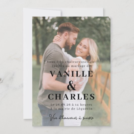 Faire-Part Mariage Avec Photo  招待状 (正面)