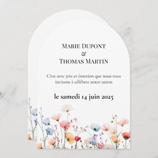 Faire-part Mariage printanier 招待状 (正面/裏面)