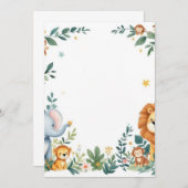 Faire-part naissance animaux savane lion éléphant  案内状 (正面/裏面)