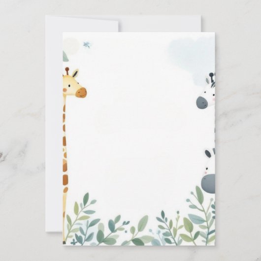 Faire-part naissance girafe zèbre jungle aquarelle 案内状 (正面)