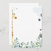 Faire-part naissance girafe zèbre jungle aquarelle 案内状 (正面/裏面)