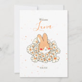 Faire-part naissance lapin fleur 案内状 (正面)
