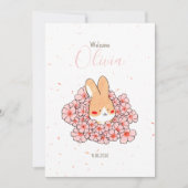 Faire-part naissance lapin fleur 案内状 (正面)