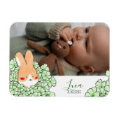 Faire-part naissance magnet Lapin et fleurs マグネット (横)