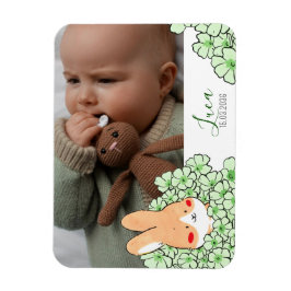 Faire-part naissance magnet Lapin et fleurs マグネット