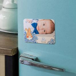 Faire-part naissance magnet Lapin et fleurs マグネット