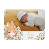 Faire-part naissance magnet Lapin et fleurs マグネット (横)