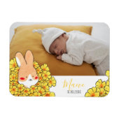 Faire-part naissance magnet Lapin et fleurs マグネット (横)