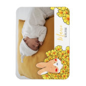 Faire-part naissance magnet Lapin et fleurs マグネット (縦)