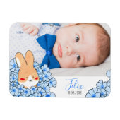 Faire-part naissance magnet Lapin et fleurs マグネット (横)