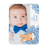Faire-part naissance magnet Lapin et fleurs マグネット (縦)