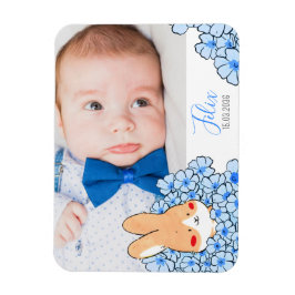 Faire-part naissance magnet Lapin et fleurs マグネット