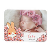 Faire-part naissance magnet Lapin et fleurs マグネット (横)