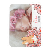 Faire-part naissance magnet Lapin et fleurs マグネット (縦)