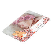 Faire-part naissance magnet Lapin et fleurs マグネット (左側)
