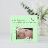 Faire-part naissance muguet et fée felt vert pale 案内状 (スタンド正面)