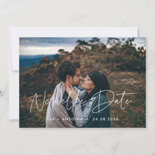 Faire-part Nouvelle date Mariage reporté 案内状 (正面)