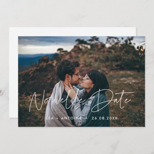 Faire-part Nouvelle date Mariage reporté 案内状 (正面/裏面)