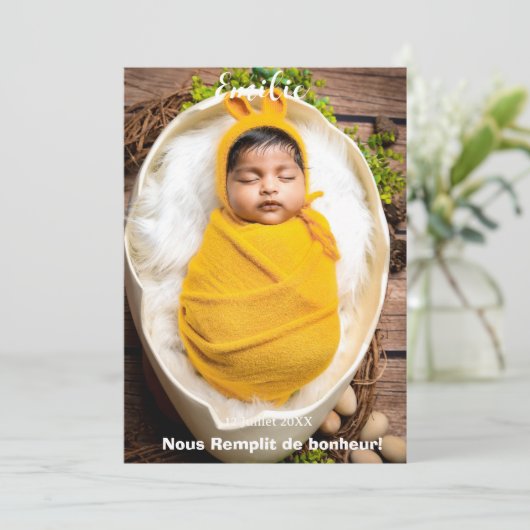 Faire partie de naissance simple bebe photo 案内状 (スタンド正面)