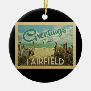 Fairfieldのビーチのヴィンテージ旅行 セラミックオーナメント