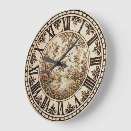 Fairies Around a Tree Wall Clock ラージ壁時計 (傾斜)