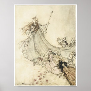 Fairies away, 1908, Vintage Fairy Art ポスター